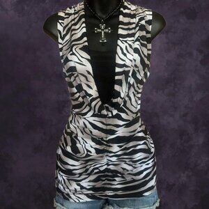 Trashy NWD Zebra Cowl Neck Tank